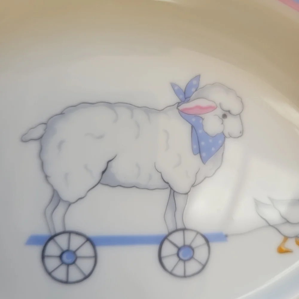 Gorham Baby Plate Toddler Divided Dish China Blue & Pink Gordon Fraser Vintage